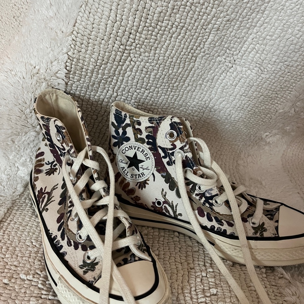 Converse Cream and Black High-Top Sneakers